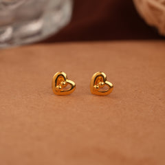 Dazzling Double Heart Gold Side Stud