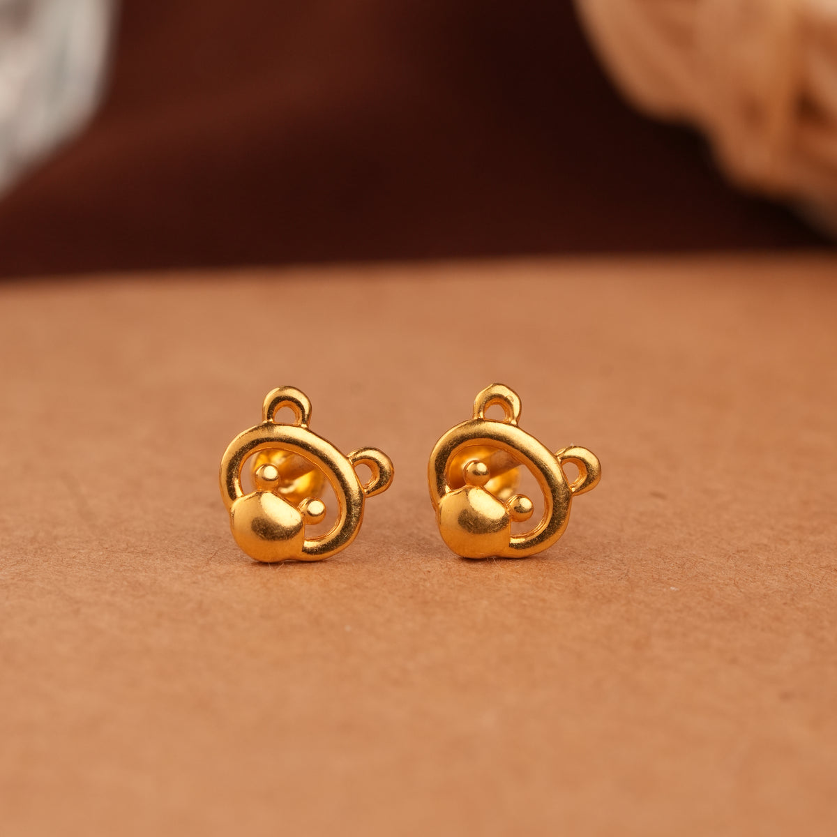 Mickey Mouse Design Gold Side Stud