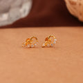 Curved Swirl Design Gold Side Stud