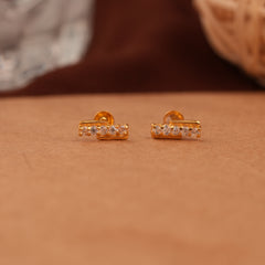 Double Line Design Gold Side Stud