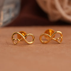 Infinity with heart designed gold side stud
