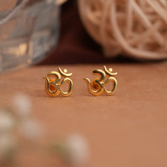 Minimalist OM Symbol Gold Side Stud