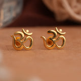 Minimalist OM Symbol Gold Side Stud