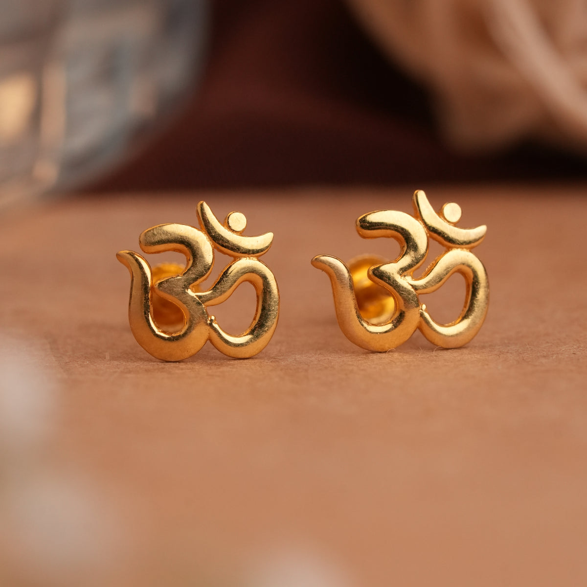 Minimalist OM Symbol Gold Side Stud