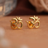 Minimalist OM Symbol Gold Side Stud