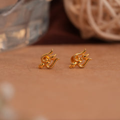 Minimalist trishul gold side stud