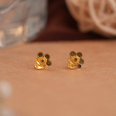 Floral Swirl Gold Side Studs