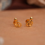 Elegant Curved Leaf Cluster Gold Side Studs