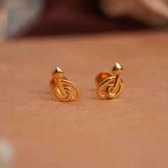 Elegant Curved Leaf Cluster Gold Side Studs