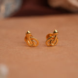 Elegant Curved Leaf Cluster Gold Side Studs