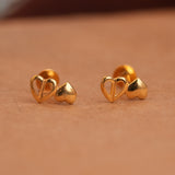 Tiny double heart gold side stud