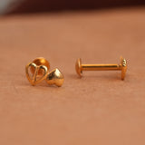 Tiny double heart gold side stud