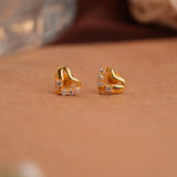Sparkling Heart Gold Side Studs