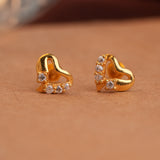 Sparkling Heart Gold Side Studs