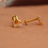 Sparkling Heart Gold Side Studs
