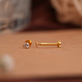 Minimalist Single Crystal Gold Side Stud