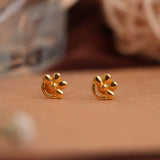 Petite Floral Gold Side Studs