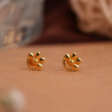 Petite Floral Gold Side Studs