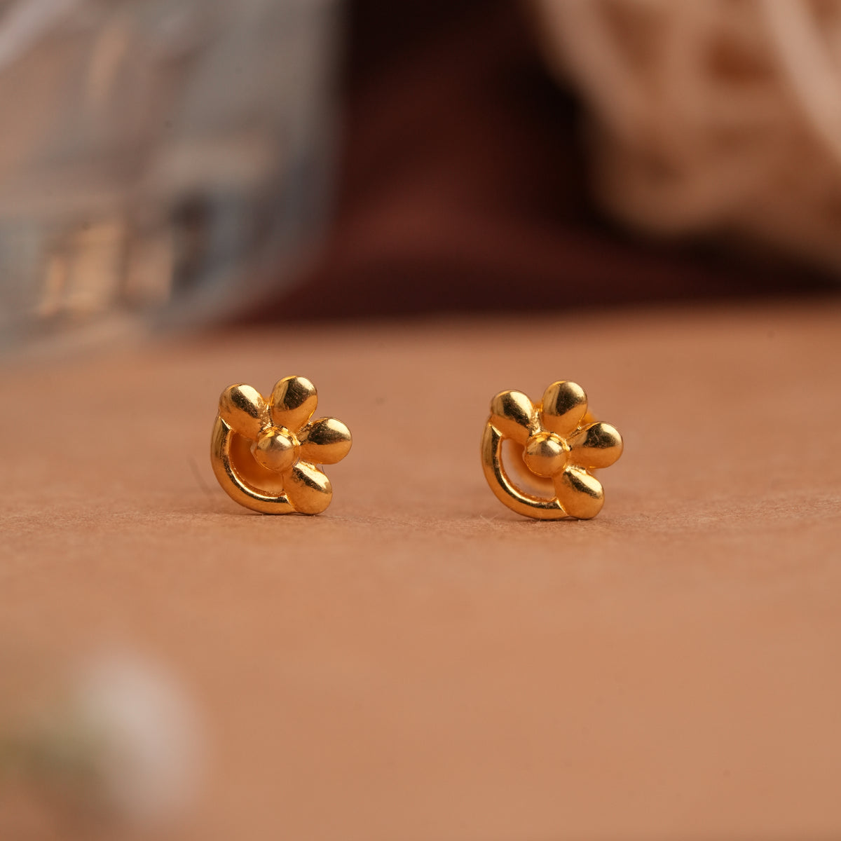 Petite Floral Gold Side Studs