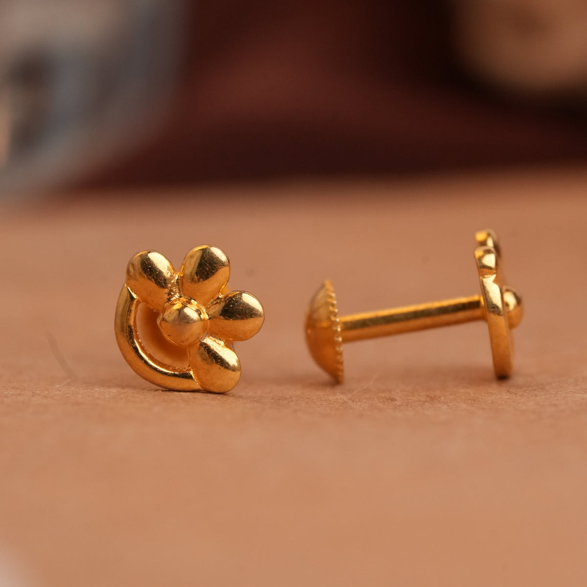Petite Floral Gold Side Studs