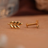 Minimalist fern leaf gold side stud