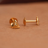 Small pyramid design gold side stud