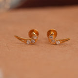 Tiny Crescent Tusk Gold Side Stud