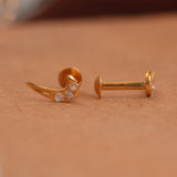 Tiny Crescent Tusk Gold Side Stud