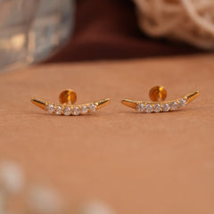 Minimalist Curved Bar Gold Side Studs