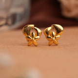 Small flower bud design gold side stud