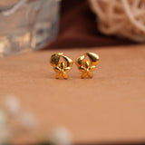 Small flower bud design gold side stud