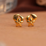 Small flower bud design gold side stud