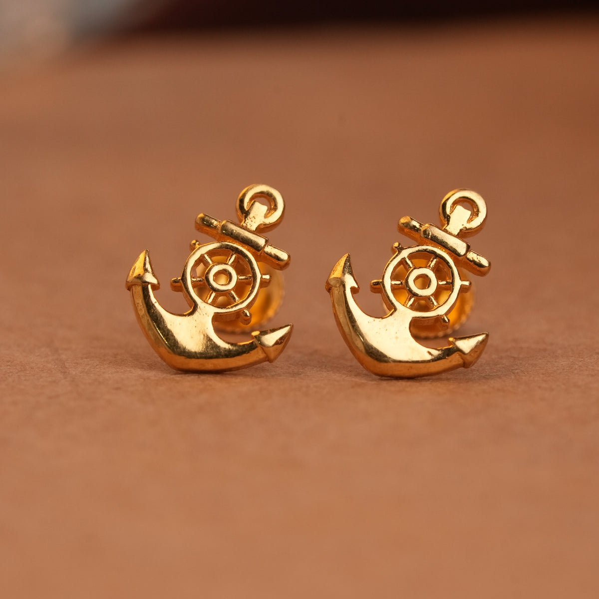 Nautical Anchor Gold Side Studs