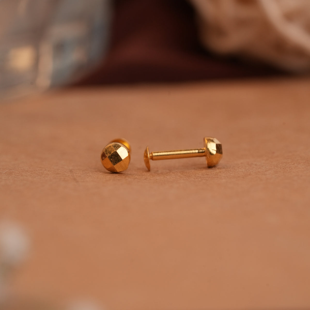 Modern Hexagon Gold Side Studs