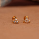 Elegant Stone Triangle Gold Side Studs