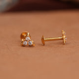 Elegant Stone Triangle Gold Side Studs