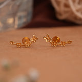 Elegant Botanical Gold Ear Studs