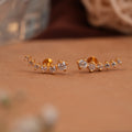 Dainty Ear Climber Gold Side Studs