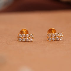 Minimalist rectangular gold side stud
