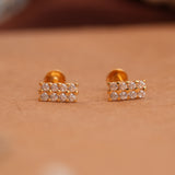 Minimalist rectangular gold side stud