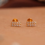 Minimalist rectangular gold side stud