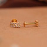 Minimalist rectangular gold side stud