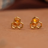Triple Hexagon Gold Side Studs