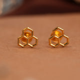 Triple Hexagon Gold Side Studs