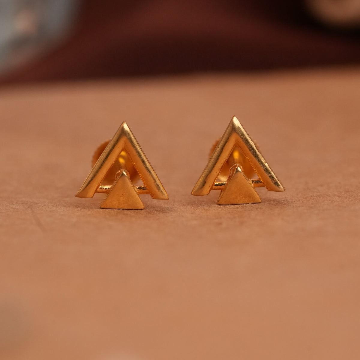 Double Triangle Gold Side Studs