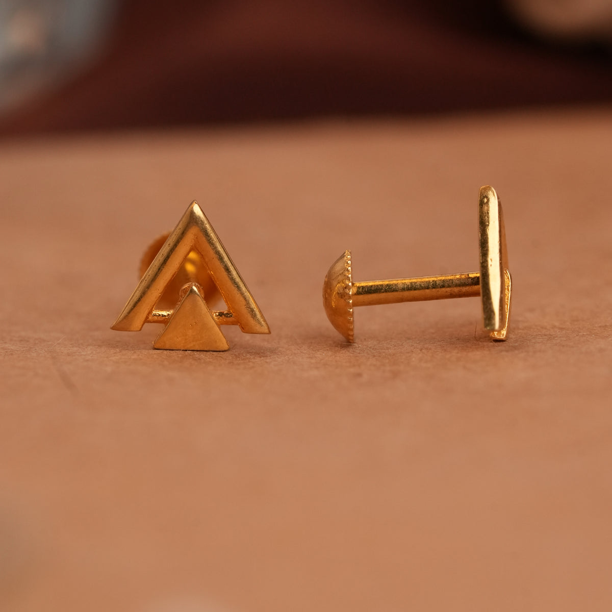 Double Triangle Gold Side Studs