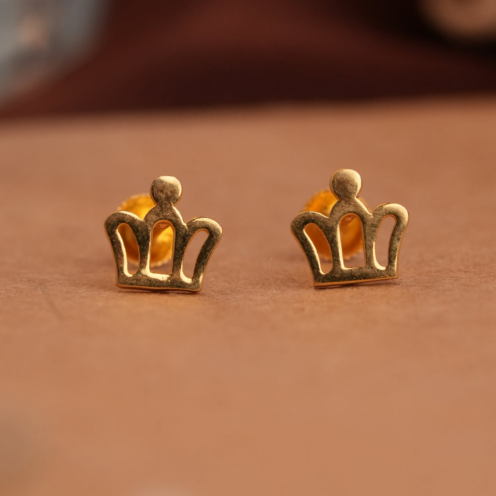 Dainty Crown Gold Side Studs