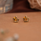 Dainty Crown Gold Side Studs