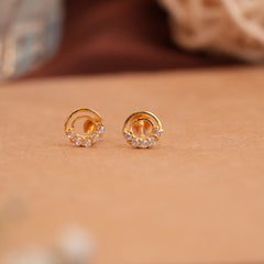 Dainty Double Circle Gold Side Studs