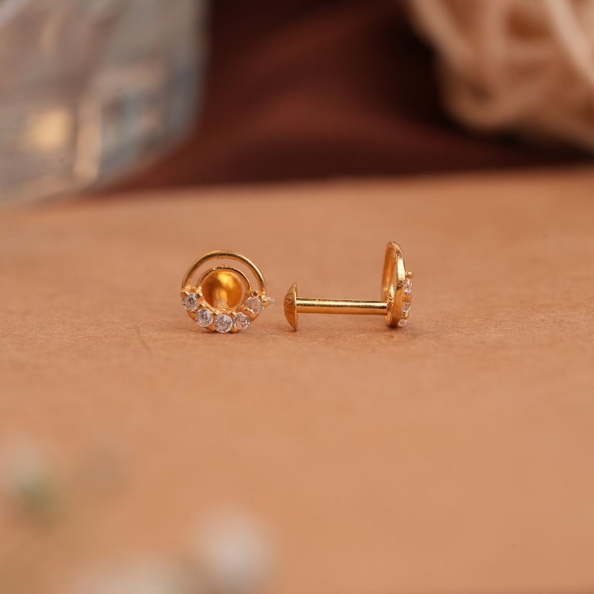 Dainty Double Circle Gold Side Studs